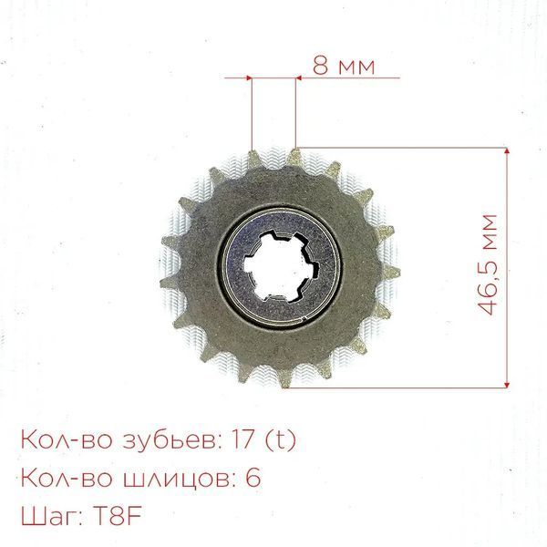 Комплект редуктор 5:1 T8F (передня зірка 17Т + задня зірка 54Т 2 шт + ланцюг 2 шт.) 2585 фото