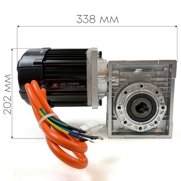 Електродвигун BLDC 48V 1000W в зборі з черв'ячним редуктором NMRV63 3270 фото
